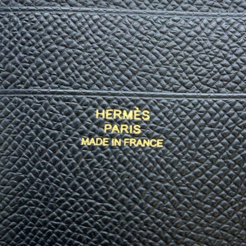 エルメス 三つ折り財布 ベアンコンビネ ブラック/ゴールド金具 エプソン W刻印 HERMES 財布
