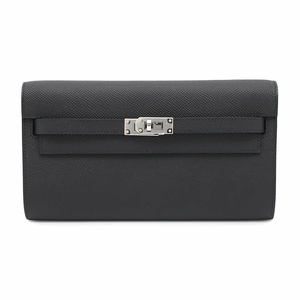 エルメス ケリーウォレット ロング トゥーゴー ブラック/シルバー金具 エプソン W刻印 HERMES 黒