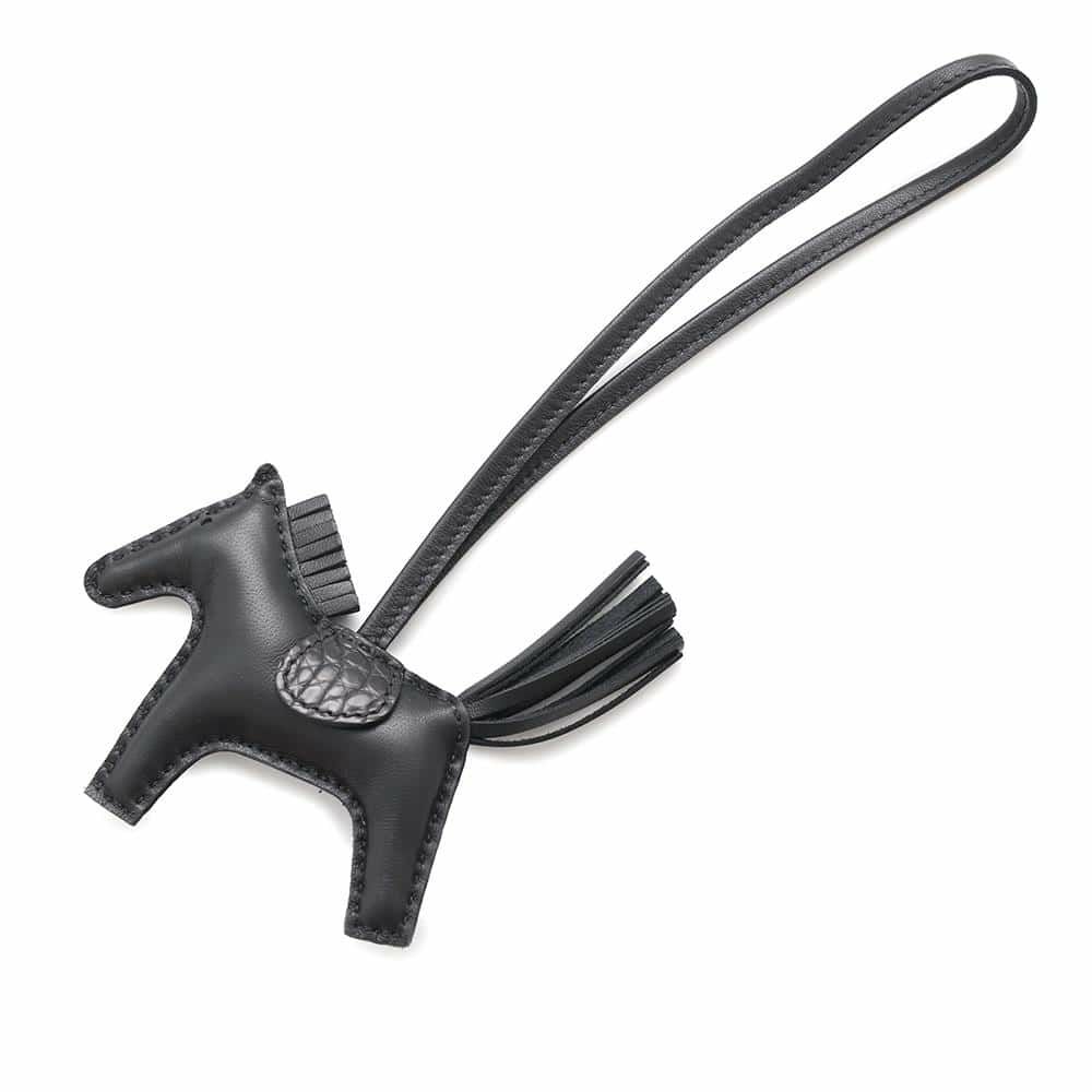 エルメス バッグチャーム ロデオPM タッチ ブラック ラムスキン/アリゲーターマット B刻印 HERMES 黒 ソーブラック