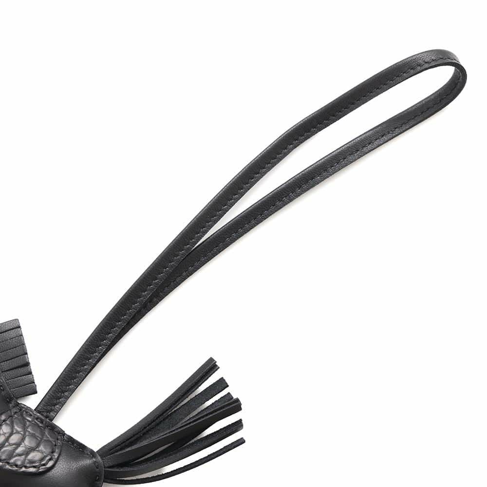 エルメス バッグチャーム ロデオPM タッチ ブラック ラムスキン/アリゲーターマット B刻印 HERMES 黒 ソーブラック