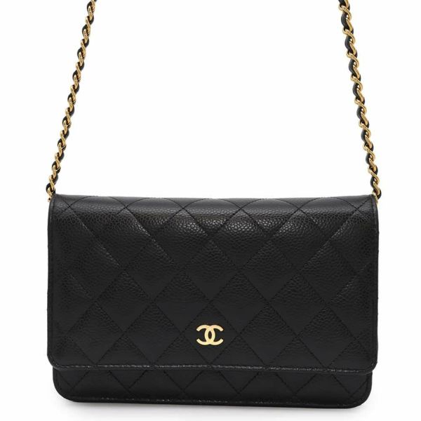 シャネル チェーンウォレット クラシック マトラッセ ココマーク キャビアスキン AP0250 CHANEL 財布 黒