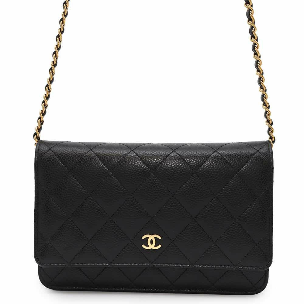 シャネル チェーンウォレット クラシック マトラッセ ココマーク キャビアスキン AP0250 CHANEL 財布 黒