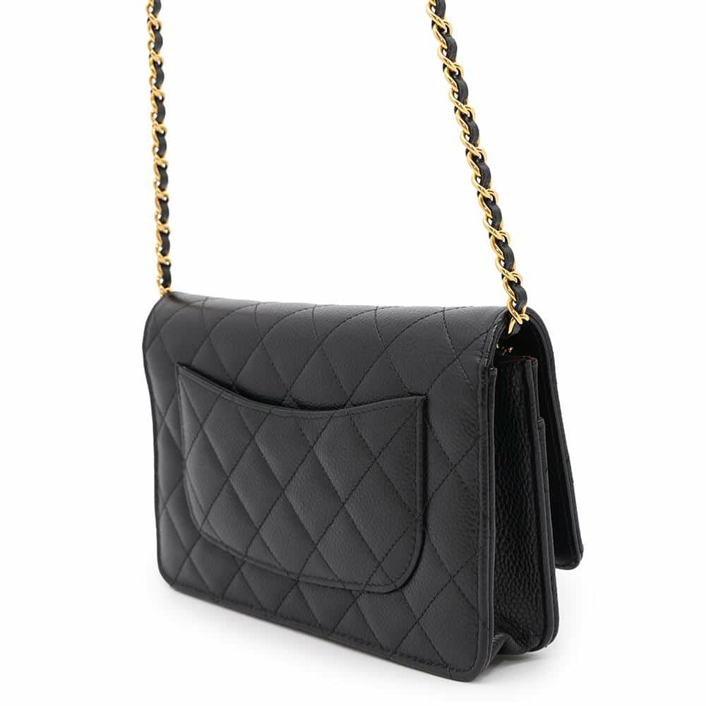 シャネル チェーンウォレット クラシック マトラッセ ココマーク キャビアスキン AP0250 CHANEL 財布 黒