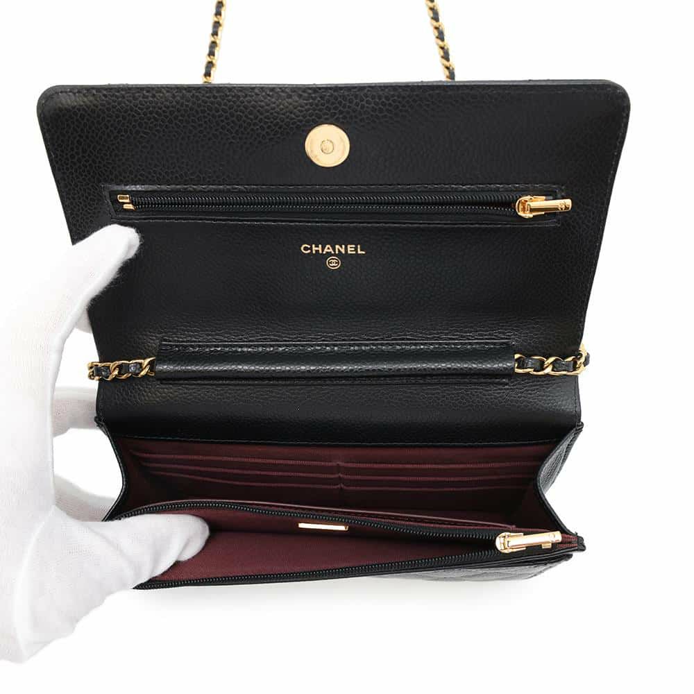 シャネル チェーンウォレット クラシック マトラッセ ココマーク キャビアスキン AP0250 CHANEL 財布 黒