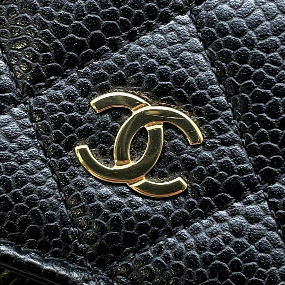 シャネル チェーンウォレット クラシック マトラッセ ココマーク キャビアスキン AP0250 CHANEL 財布 黒