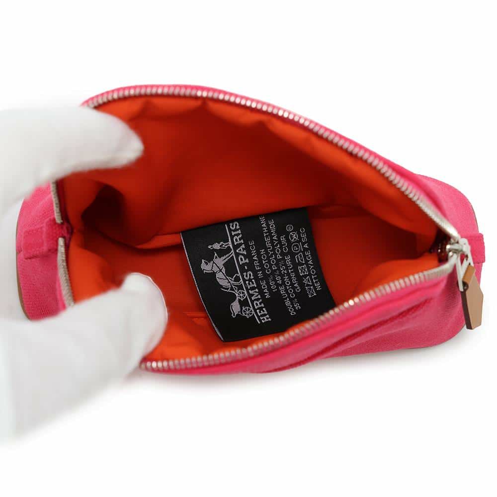 エルメス ポーチ ボリードポーチ ミニミニ ハイビスカス/シルバー金具 コットン HERMES 化粧ポーチ 小物入れ