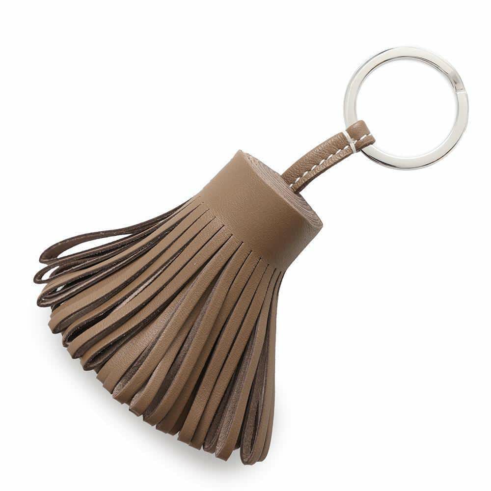 エルメス キーホルダー カルメン エトゥープ/シルバー金具 ラムスキン W刻印