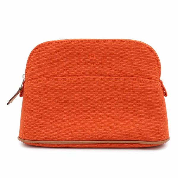 エルメス ポーチ ボリードポーチ ミニ オレンジ/シルバー金具 キャンバス HERMES 小物入れ