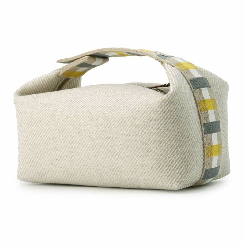 エルメス ポーチ ブリッド・ア・ブラックPM オ・カレ セージ/シルバー金具 キャンバス HERMES ポーチ