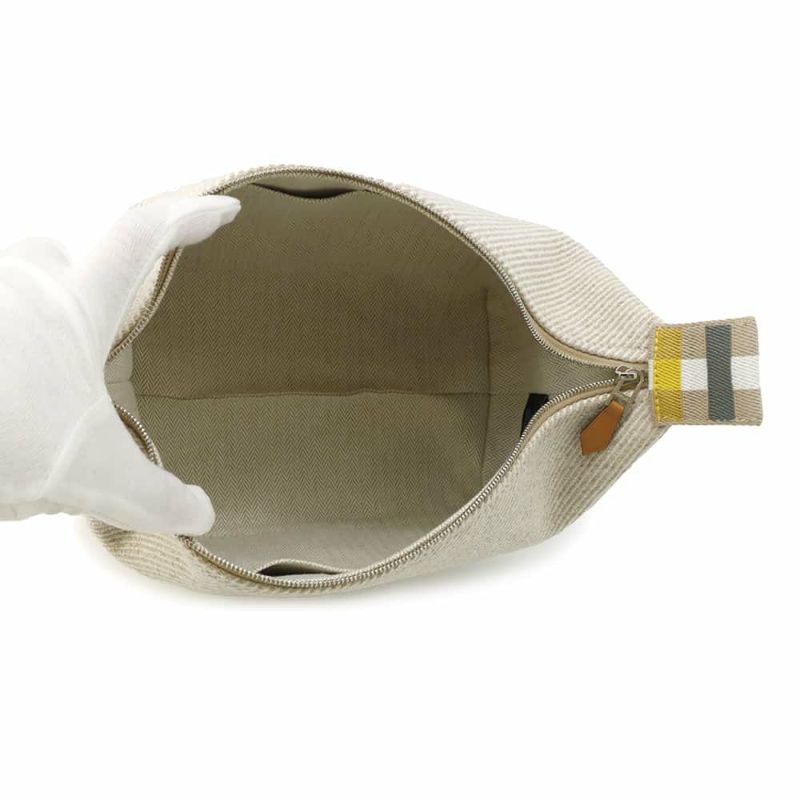 エルメス ポーチ ブリッド・ア・ブラックPM オ・カレ セージ/シルバー金具 キャンバス HERMES ポーチ