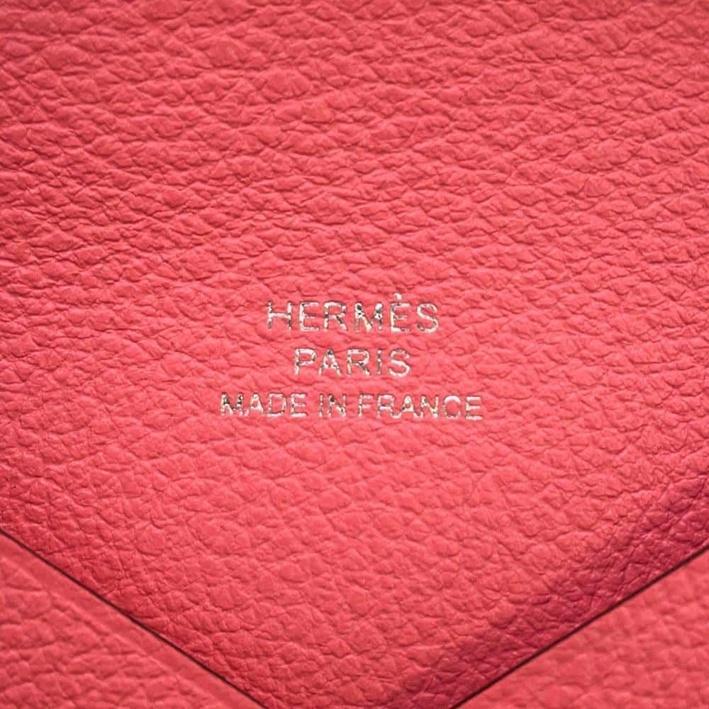 エルメス カードケース カルヴィ ローズアザレ エバーカラー W刻印 HERMES 名刺入れ