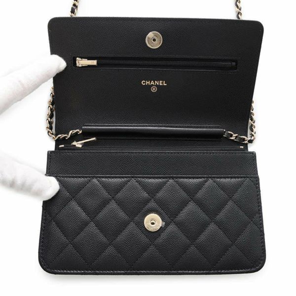 シャネル チェーンウォレット マトラッセ ココマーク ハート キャビアスキン CHANEL 財布 黒