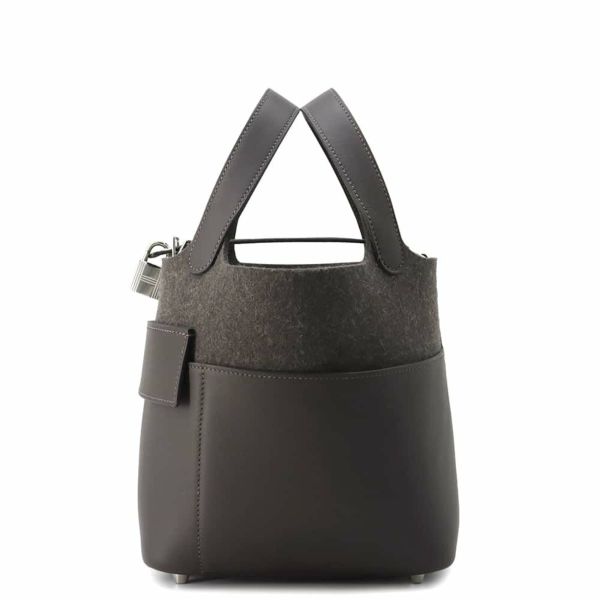 エルメス ハンドバッグ ピコタンロックPM ゴーチーム エベンヌ/シルバー金具 フェルト/スイフト W刻印