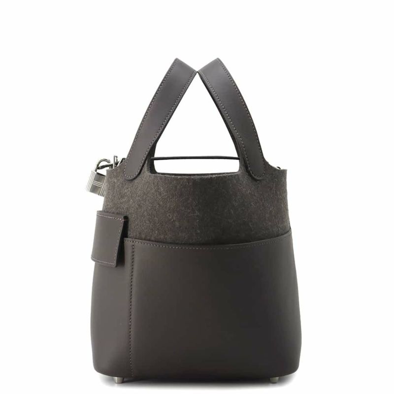 エルメス ハンドバッグ ピコタンロックPM ゴーチーム エベンヌ/シルバー金具 フェルト/スイフト W刻印