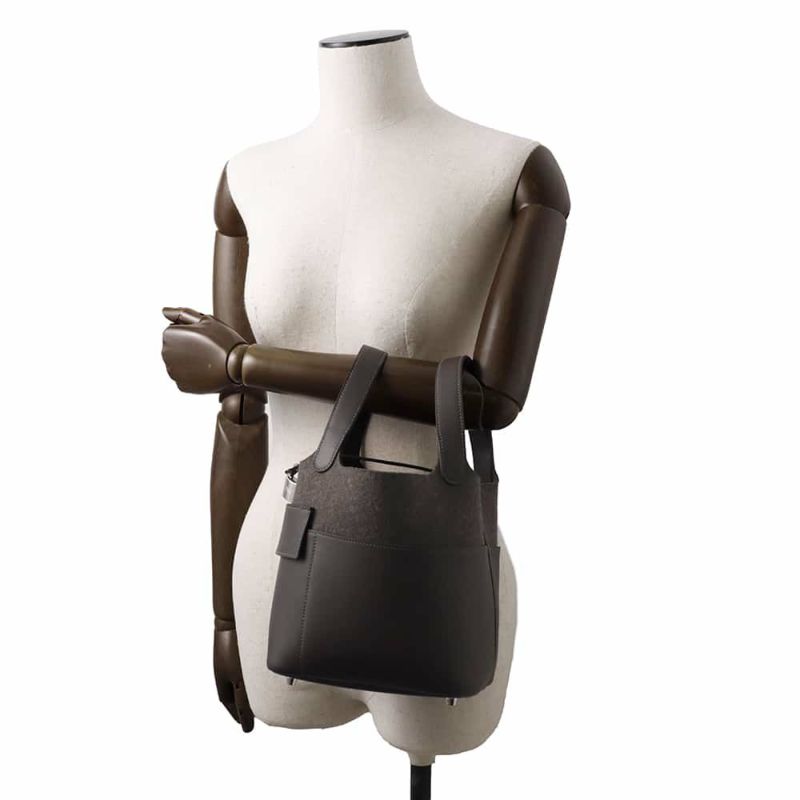 エルメス ハンドバッグ ピコタンロックPM ゴーチーム エベンヌ/シルバー金具 フェルト/スイフト W刻印