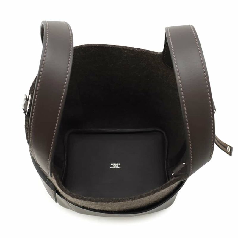 エルメス ハンドバッグ ピコタンロックPM ゴーチーム エベンヌ/シルバー金具 フェルト/スイフト W刻印