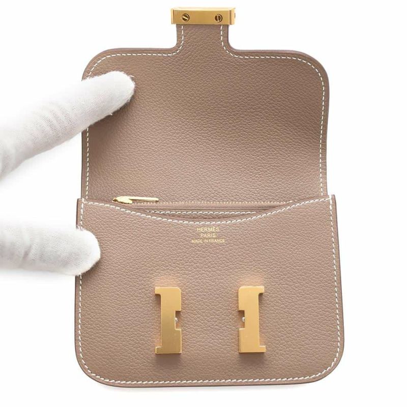 エルメス 財布 コンスタンス スリム エトゥープ/ゴールド金具 エバーカラー W刻印 HERMES 財布