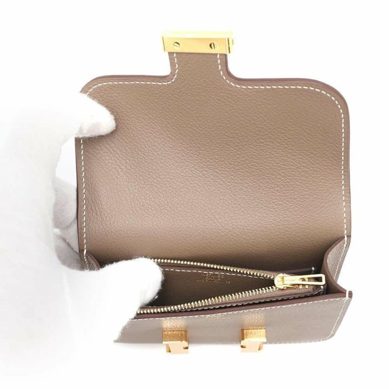 エルメス 財布 コンスタンス スリム エトゥープ/ゴールド金具 エバーカラー W刻印 HERMES 財布