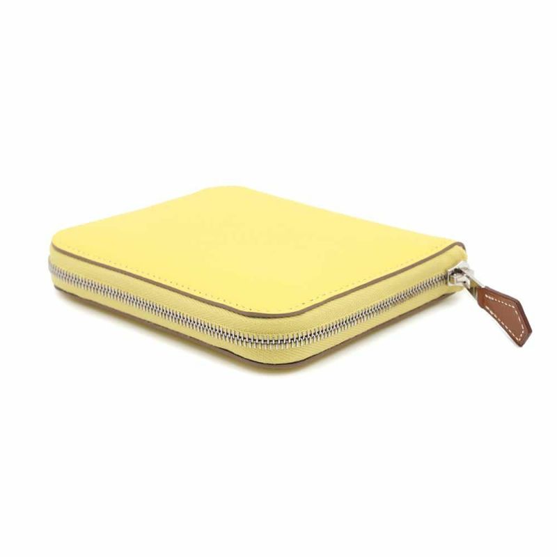 エルメス コインケース アザップコンパクト シルクイン ライム/シルバー金具 エバーカラー B刻印