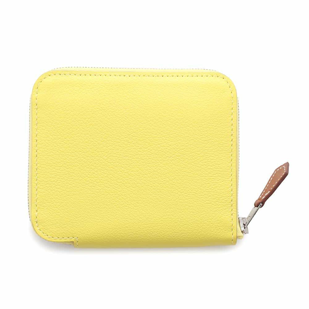 エルメス コインケース アザップコンパクト シルクイン ライム/シルバー金具 エバーカラー B刻印