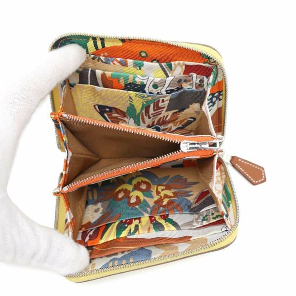 エルメス コインケース アザップコンパクト シルクイン ライム/シルバー金具 エバーカラー B刻印