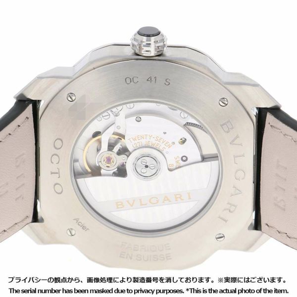 ブルガリ オクト ローマ OC41BSLD BVLGARI 腕時計 メンズ アリゲーターレザー 黒文字盤