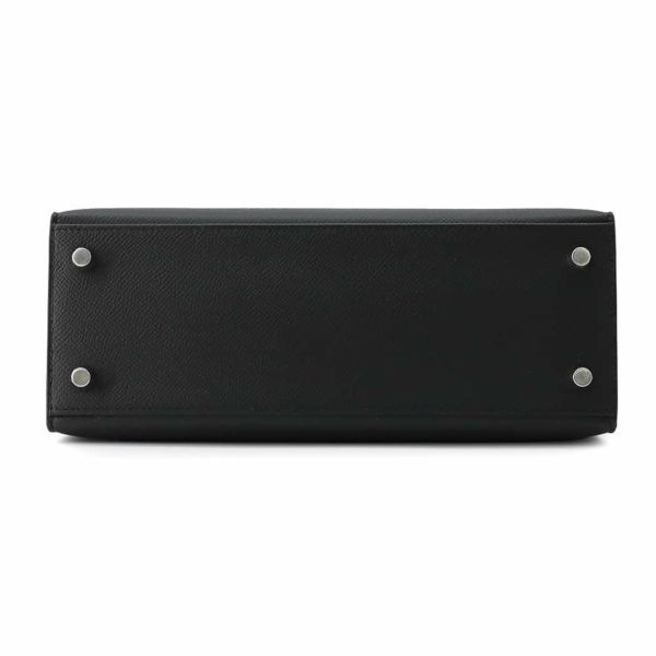 エルメス ハンドバッグ ケリー25 外縫い ブラック/シルバー金具 エプソン U刻印 2wayショルダー 黒