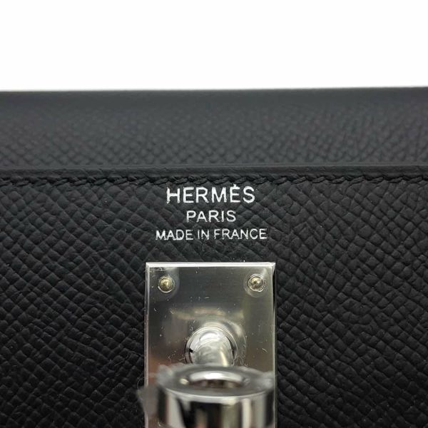 エルメス ハンドバッグ ケリー25 外縫い ブラック/シルバー金具 エプソン U刻印 2wayショルダー 黒