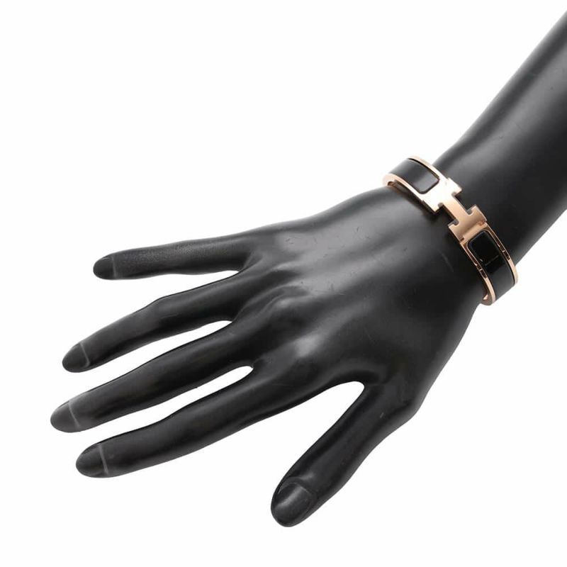 エルメス ブレスレット クリックH クリッククラックPM ブラック/ピンクゴールド金具 HERMES アクセサリー 黒