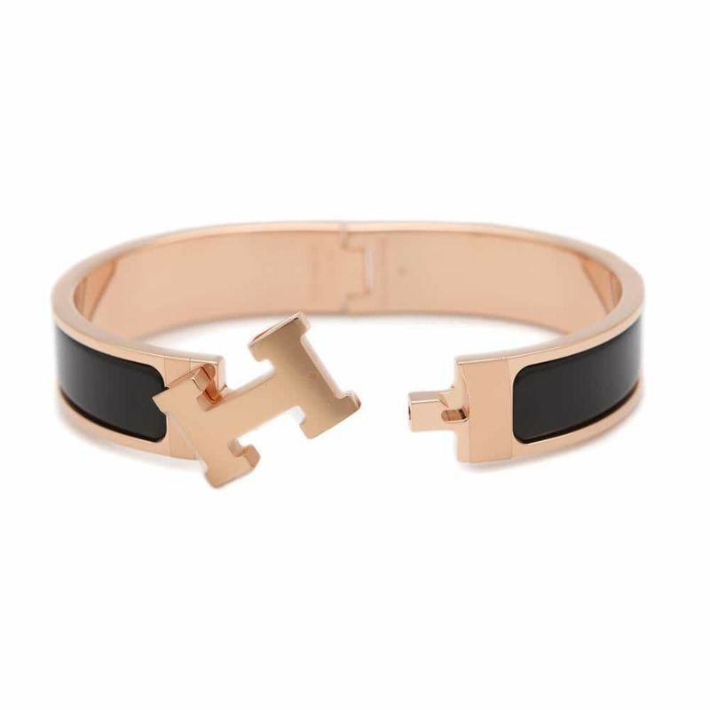 エルメス ブレスレット クリックH クリッククラックPM ブラック/ピンクゴールド金具 HERMES アクセサリー 黒