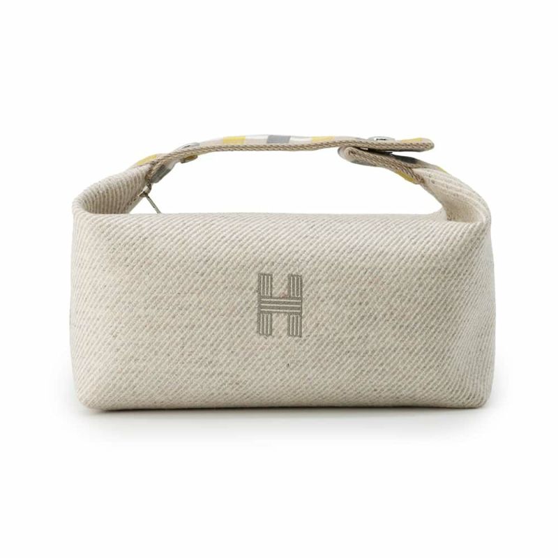 エルメス ポーチ ブリッド・ア・ブラックPM オ・カレ セージ/シルバー金具 キャンバス HERMES ポーチ