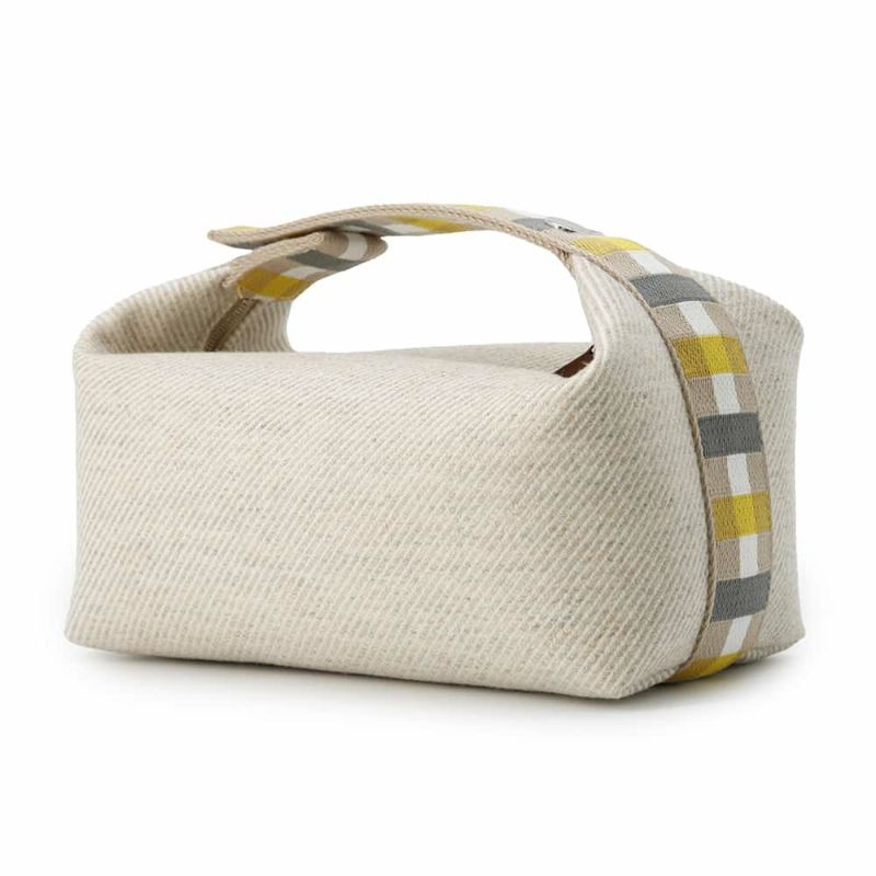 エルメス ポーチ ブリッド・ア・ブラックPM オ・カレ セージ/シルバー金具 キャンバス HERMES ポーチ