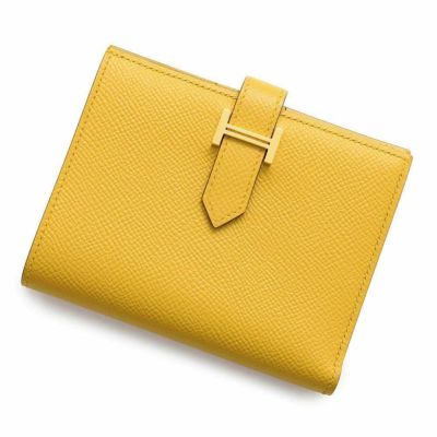 エルメス 二つ折り財布 ベアンコンパクト ジョーヌアンブル/ゴールド金具 エプソン Z刻印 財布 安心保証