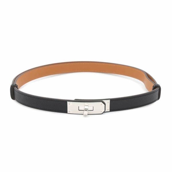 エルメス ケリーベルト ブラック/シルバー金具 エプソン W刻印 HERMES 黒