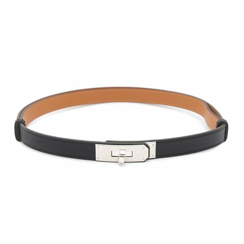 エルメス ケリーベルト ブラック/シルバー金具 エプソン W刻印 HERMES 黒