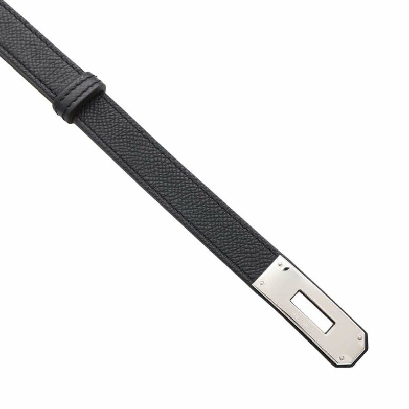 エルメス ケリーベルト ブラック/シルバー金具 エプソン W刻印 HERMES 黒