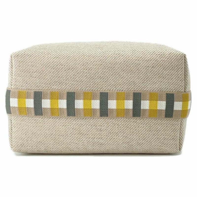 エルメス ポーチ ブリッド・ア・ブラック オ・カレ GM セーグル/シルバー金具 ウール HERMES