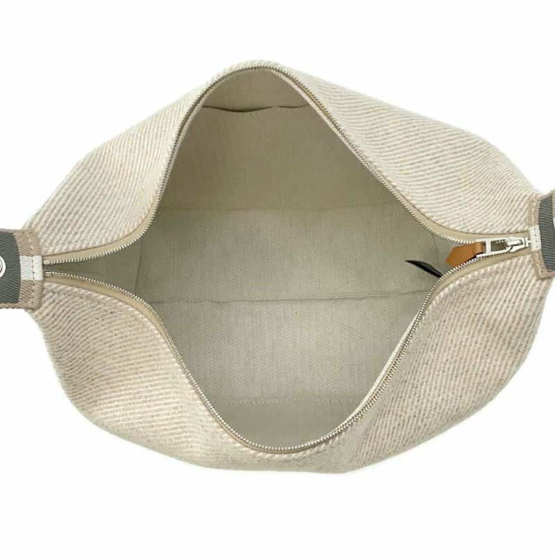 エルメス ポーチ ブリッド・ア・ブラック オ・カレ GM セーグル/シルバー金具 ウール HERMES