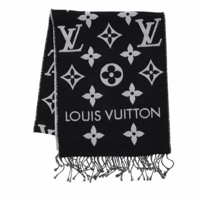 ルイヴィトン マフラー LV エセンシャル ウール M77853 LOUIS VUITTON ブラック 黒 安心保証
