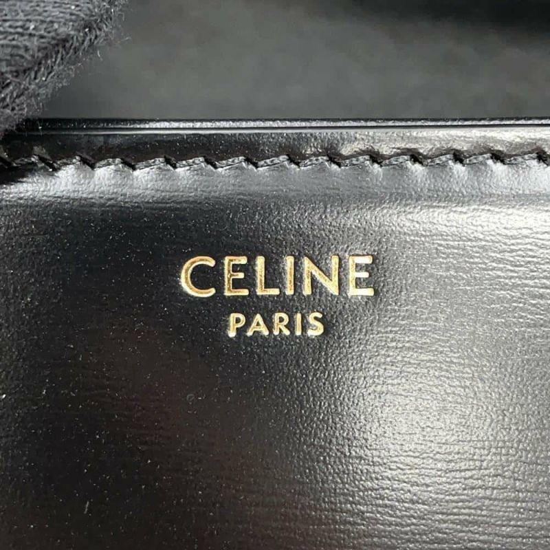 セリーヌ ショルダーバッグ ティーン トリオンフ シャイニーカーフレザー 188423 CELINE 黒