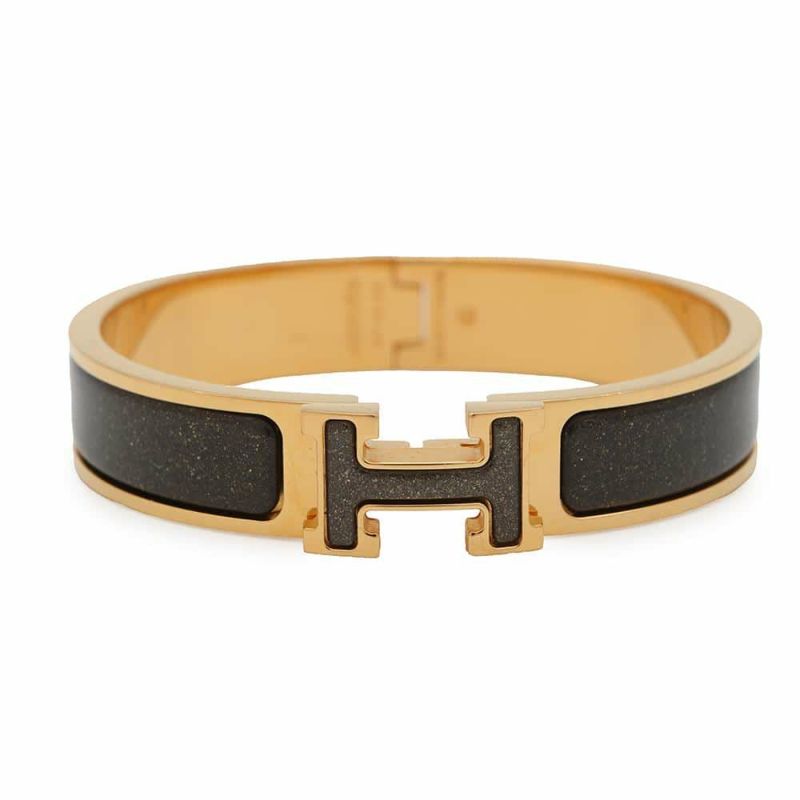 エルメス ブレスレット クリックH クリッククラックPM グリッター ノワール・ドレ/ゴールド金具 HERMES アクセサリー