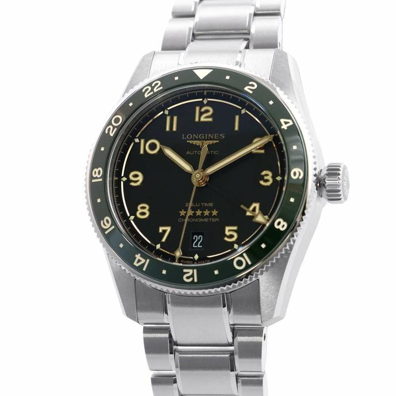 ロンジン スピリット ズールータイム L3.802.4.63.6 LONGINES 腕時計 黒文字盤