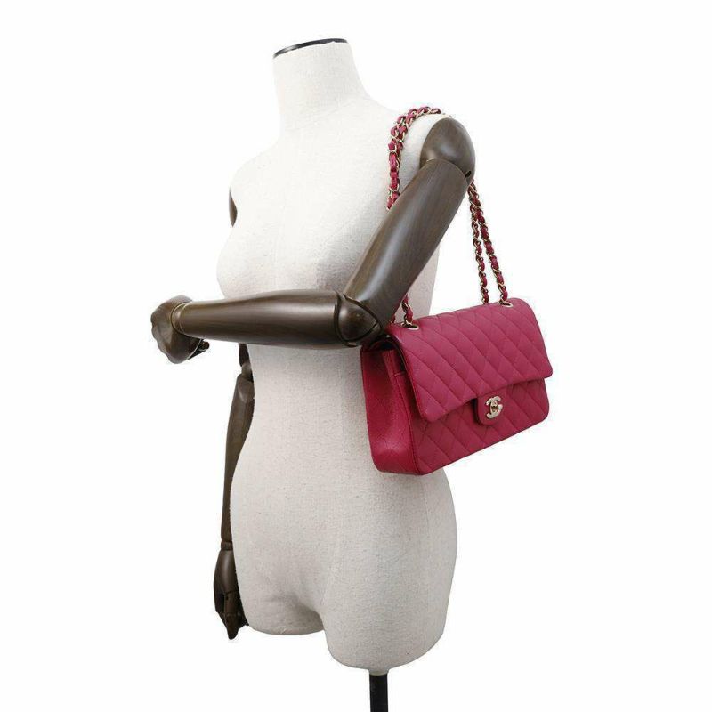 シャネル チェーンショルダーバッグ マトラッセ25 ココマーク キャビアスキン ダブルチェーン A01112 CHANEL