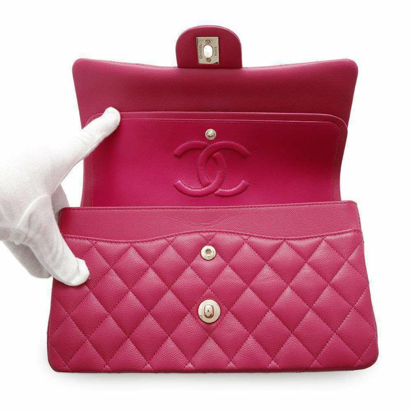 シャネル チェーンショルダーバッグ マトラッセ25 ココマーク キャビアスキン ダブルチェーン A01112 CHANEL