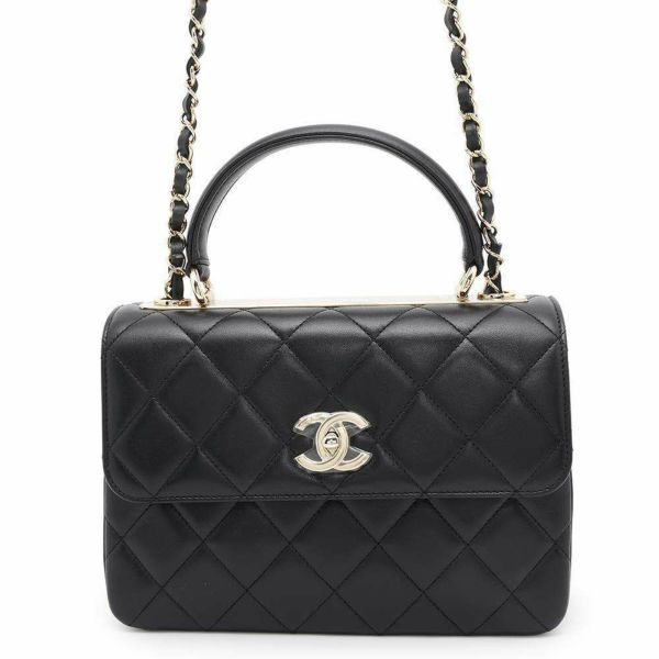 シャネル ハンドバッグ ココマーク マトラッセ トップハンドル ラムスキン A92236 CHANEL 2way チェーンショルダー 黒