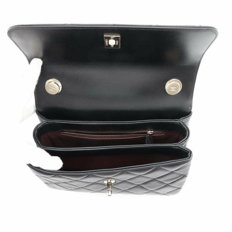 シャネル ハンドバッグ ココマーク マトラッセ トップハンドル ラムスキン A92236 CHANEL 2way チェーンショルダー 黒