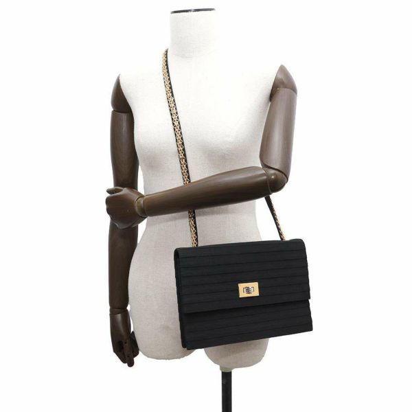 シャネル チェーンショルダーバッグ 2.55 コットン CHANEL バッグ 黒