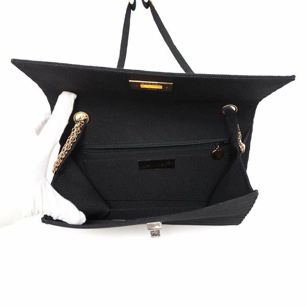 シャネル チェーンショルダーバッグ 2.55 コットン CHANEL バッグ 黒