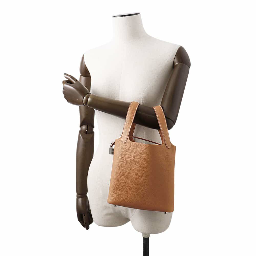 エルメス ハンドバッグ ピコタンロックPM ゴールド/シルバー金具 トリヨンクレマンス W刻印