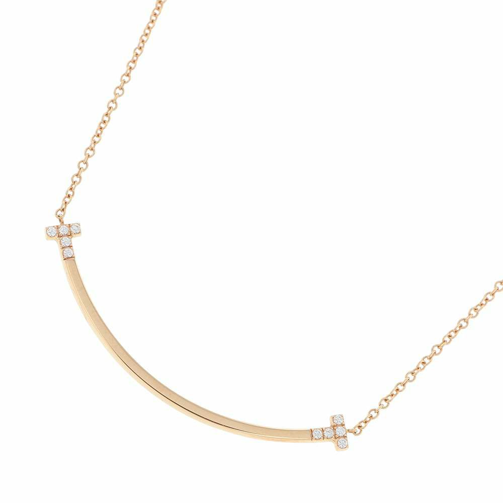 ティファニー ネックレス Tスマイル ペンダント スモール ダイヤモンド 計0.03ct K18PGピンクゴールド 74956963 Tiffany&Co. ジュエリー